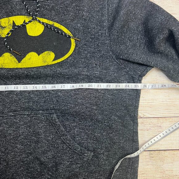 Batman Classic Logo Hoodie Mens XL Gray Black Pullover DC Comics Sweatshirt - Picture 6 of 10